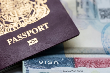Passport and visa for immigration